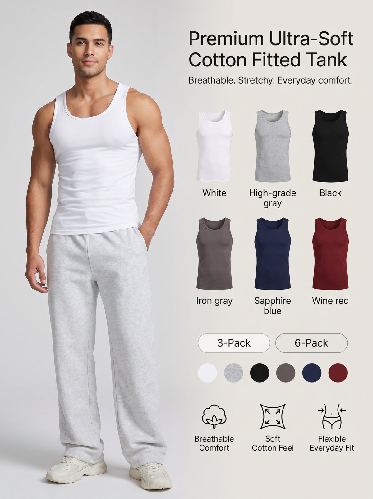 KOVRAI FLEX TANK™ - Premium Cotton Fitted Tank